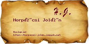 Horpácsi Jolán névjegykártya
